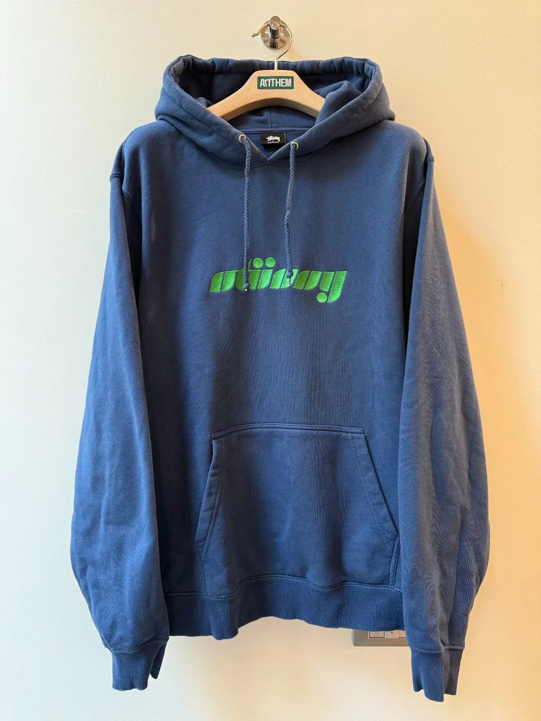 Stussy Hoodie Lime Logo - L