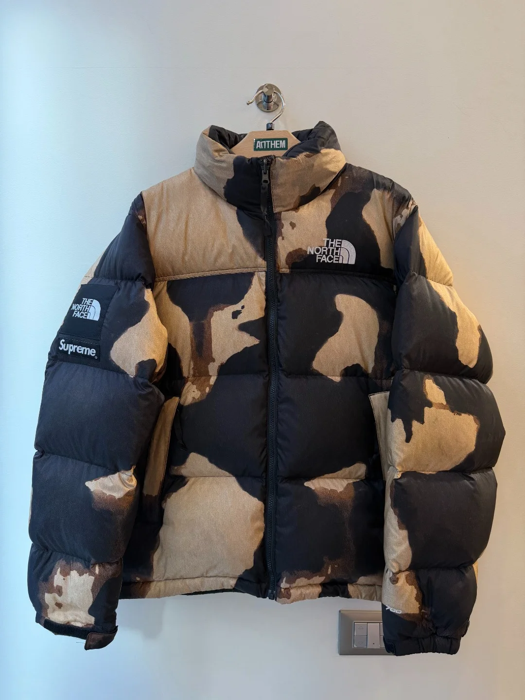 Supreme The North Face Bleached Denim Nuptse